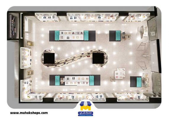 نمونه دکوراسیون مغازه کیف و کفش فروشی