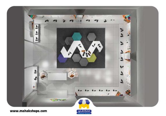 نمونه دکوراسیون مغازه کیف و کفش فروشی