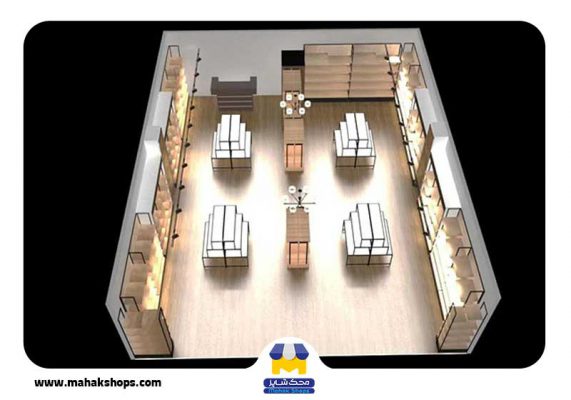نمونه دکوراسیون مغازه کیف و کفش فروشی