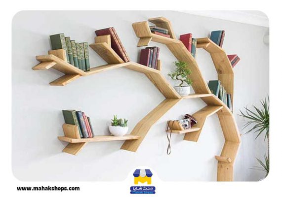نمونه طراحی قفسه کتاب به شکل درخت